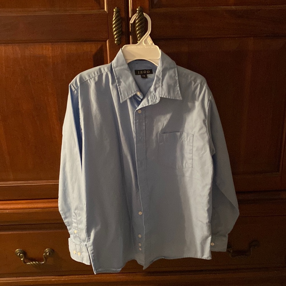 Blue Button Up, Size 16, Long Sleeve, IZOD, Like New